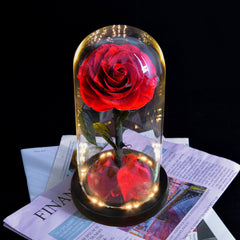 Forever Rose in Glass with LED Lights - Blue