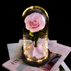 Forever Rose in Glass with LED Lights - Blue