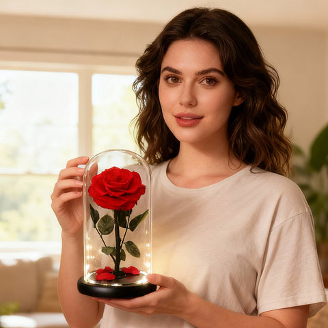 Forever Yours - Forever Rose in Glass Dome with LED Lights