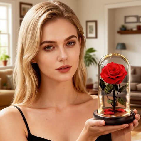 Eternal Rose in Glass Dome Enchant Her Forever