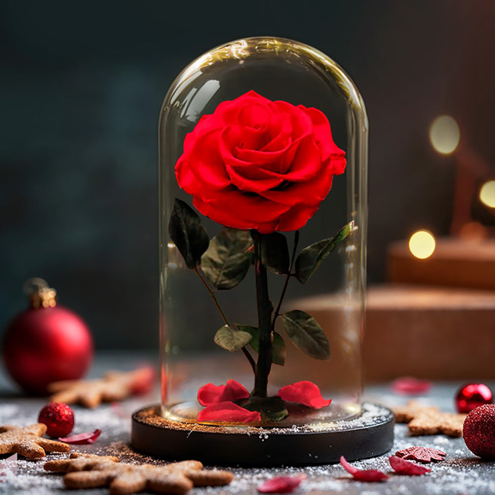 Forever Rose in Glass Dome Preserved Real Rose Eternal Rose Christmas ...