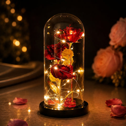 Lasting Love Galaxy Triple Rose in Glass Dome