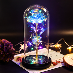 Galaxy Rose with LED Lights in Glass 3 Days Delivery - Purple