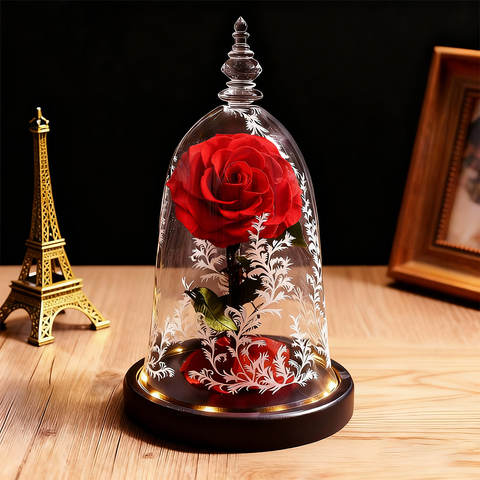 Enchant Her Forever - Beauty and the Beast Forever Rose in Glass Dome