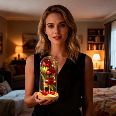 Lasting Love Galaxy Triple Rose in Glass Dome