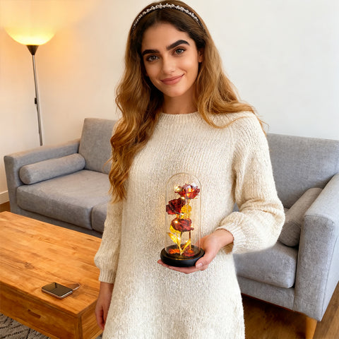 Lasting Love Galaxy Triple Rose in Glass Dome