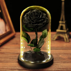 Forever Rose in Glass with LED Lights in Glass - Blue