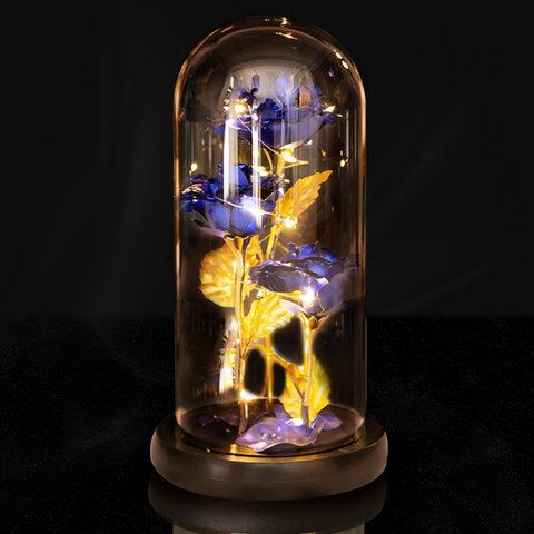 Galaxy Rose in Glass Dome with Colorful LED Lights