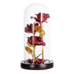 Galaxy Three Rose Ornament with LED Lights 3 Days Delivery - Red