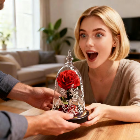 Enchant Her Forever - Beauty and the Beast Forever Rose in Glass Dome