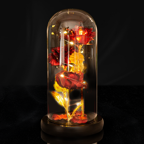 Galaxy Rose in Glass with LED Lights Enchanted Rose