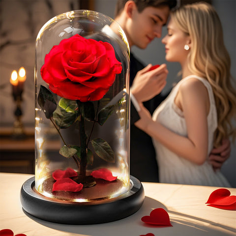 Forever Rose Timeless Rose with LED Lights in Glass Dome