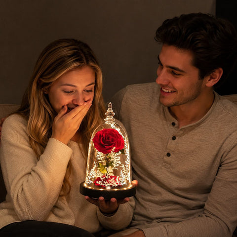 Enchant Her Forever - Beauty and the Beast Forever Rose in Glass Dome