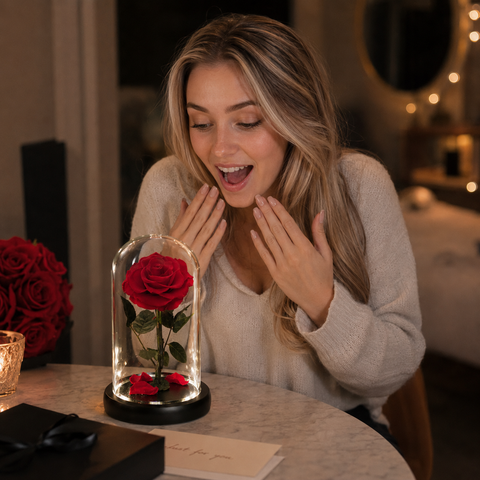Forever Yours - Forever Rose in Glass Dome with LED Lights