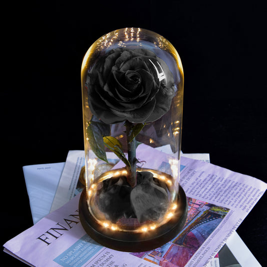 Forever Rose Real Flower with LED Lights - Black