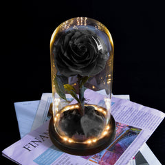 Forever Rose Real Flower with LED Lights - Black